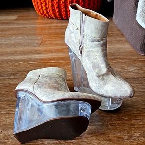 Jeffrey campbell clear wedge booties